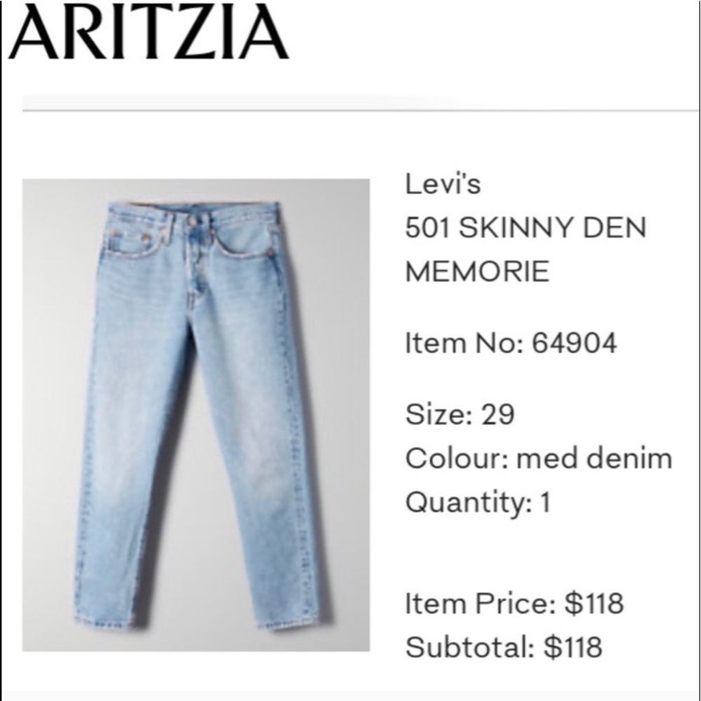 Aritzia Levi’s 501 Cropped Jeans